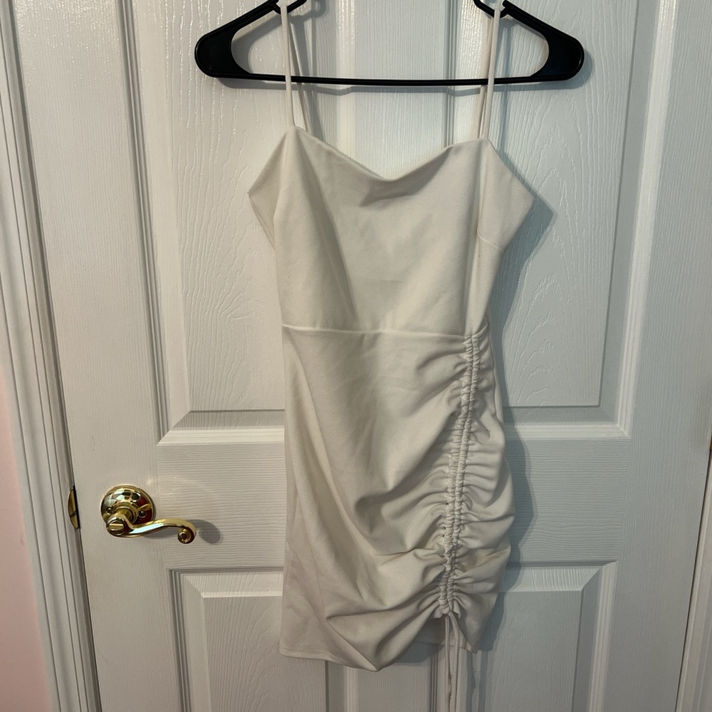 Windsor White Ruched Mini Dress